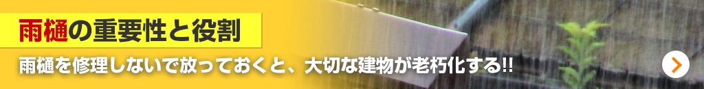 雨樋の重要性と役割 雨樋を修理しないで放っておくと、大切な建物が老朽化する!!